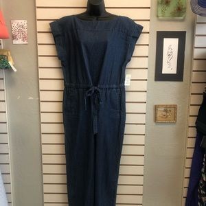 J. Crew Denim Jumpsuit with waist tie & pockets. Size 16 (NWT)